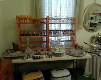 CRYSTAL STEMWARE, MID CENTURY GLASSWARE, CHINA, SERVING PIECES & CRYSTAL BOWLS