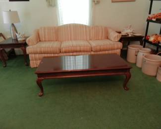 SOFA, QUEEN ANNE STYLE COFFEE & END TABLES