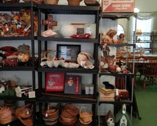 SHELLS, POTTERY, GALVESTON ITEMS & BASKETS