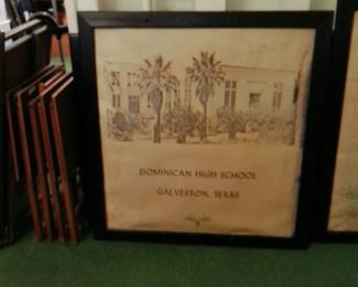 FRAMED PRINT OF DOMINICAN HIGH SCHOOL, GALVESTON