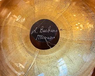 Alfredo Barbini Murano art glass figural leaf bowl with two hand blown birds in excellent vintage condition.  This piece has no chips or breaks