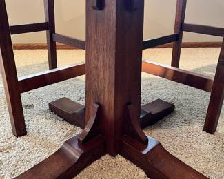 Like New Stickley bar top table and four stools.  This will be sold as a set
