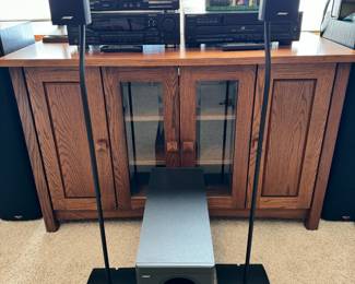 Bose Accoustimass 5 Series III Direct/Reflecting Speaker System with stands for satellite speakers