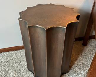 Bronze tone ribbed drum table 