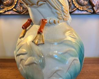 Antique Majolica pitcher with Swan in Reeds, in excellent condition