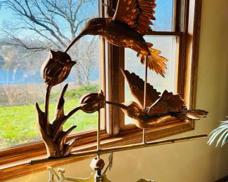Large copper Humming Bird weathervane 