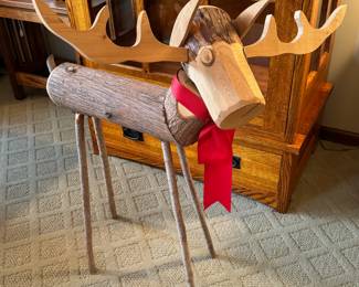 Hand-crafted log ‘Moose’ 