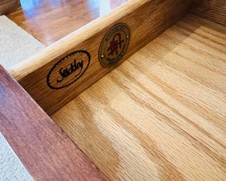 Beautiful Stickley 38” wide, 30” tall & 13” two-door console in Like New condition.  The hardware is copper, not brass tone