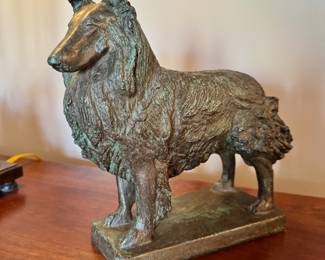 Cold cast bronze ‘Collie’ sculpture 
