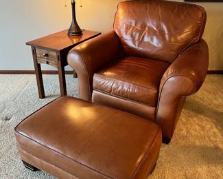Whittemore-Sherrill leather club chair and ottoman
