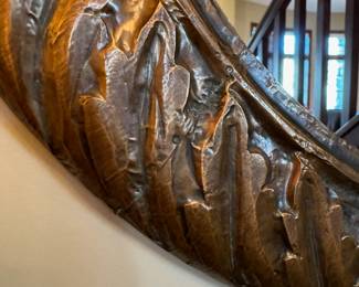 Antique copper wrapped mirror with ‘Stetson’ metal tag on back