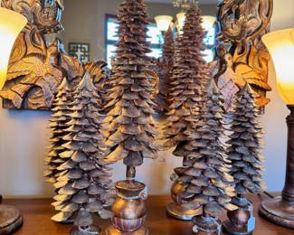 Fun glitter pinecone table top trees