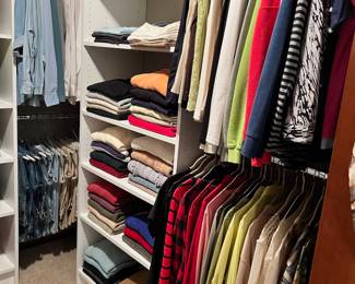 Walk-In closet full of new & gently used women’s clothing from brand like Eileen Fisher, Chico’s, Lauren RL, Talbots, L.L. Bean, United Colors of Benetton and more.  Sizes are S-L