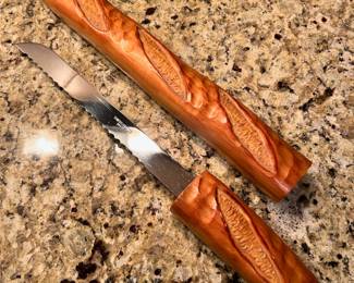 Wood carved Thiers, France ‘Baguette’ bread knife