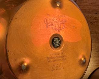 c.a. 1950’s West Bend ‘Penguin’ copper ice bucket with Bakelite handles and button topper