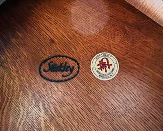 Like New Stickley bar top table and four stools.  This will be sold as a set