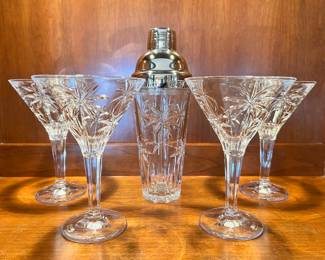 Godinger crystal ‘Palm Tree’ 5-piece martini set