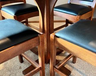 Like New Stickley bar top table and four stools.  This will be sold as a set