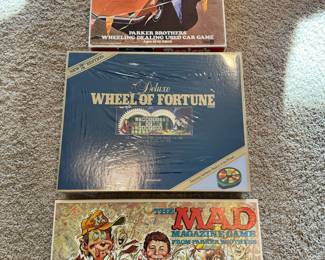 Vintage games, including a Never Used ‘Dealer’s Choice’, ‘Wheel of Fortune’ and ‘Mad Magazine’ board game