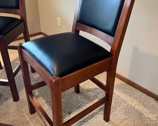 Like New Stickley bar top table and four stools.  This will be sold as a set