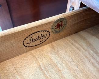 Very nice Stickley single drawer side tables with hammered copper pulls