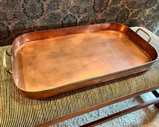 Large copper & brass serving tray