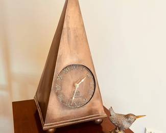 Hen Feathers indoor/outdoor copper tone clock