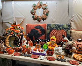 Fun Seasonal Holiday decor, including two fun hooked wool pillows by Laura Megroz