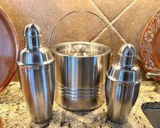 Like New stainless steel martini shakers and ice bucket