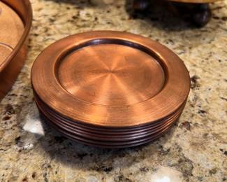 Set of 8 Smith & Hawken copper coasters