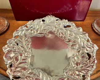 Arthur Court aluminum ‘Bunny’ footed serving tray