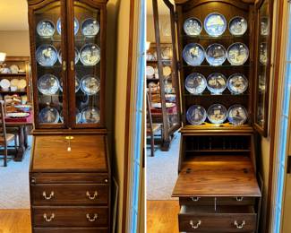 Nice slim vintage Conant Ball display secretary cabinet with lighted top section