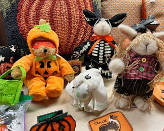 Fun Seasonal Holiday decor, including vintage Hoppy VanderBear “Bunny Bones” & “Lulu” and “HareCrow”