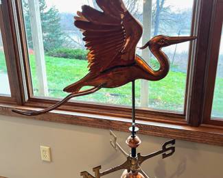 Beautiful large copper Heron weathervane 