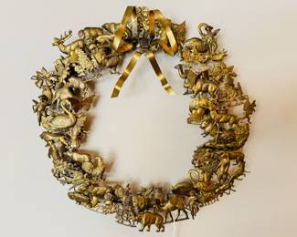 Vintage Dresden “All Holiday” Brass Wreath