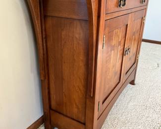 Beautiful Stickley 38” wide, 30” tall & 13” two-door console in Like New condition.  The hardware is copper, not brass tone