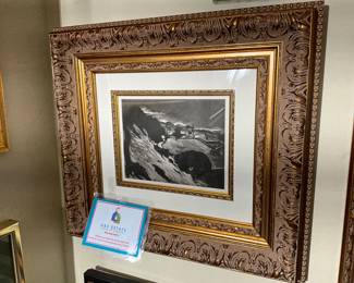 Paul Cezanne Heliogravure in black ink, “Les Toits Rouges”, 9” x 7”