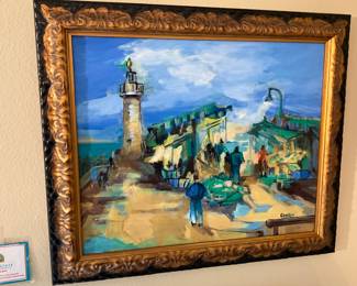 Christine Oberthur Original Oil Painting, “Marchands d’Huitres”,  24” x 20”