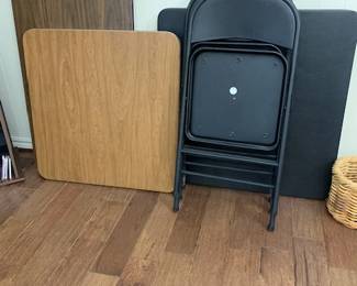 Folding tables and folding chairs