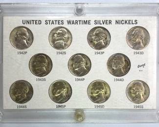 1942-1945 Silver Wartime Nickels Set BU