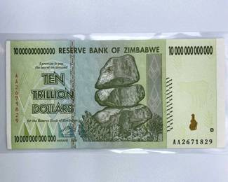 2008 Zimbabwe 10 Trillion Dollars Note, AU
