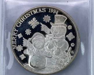 1oz Troy Silver 1994 Merry Christmas Round