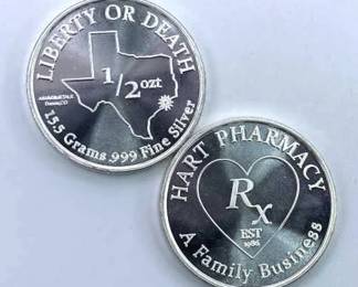 (2) 1/2oz Silver Rounds Texas Liberty or Death