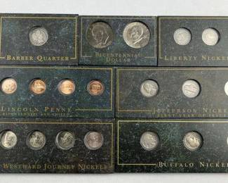 (7) Sets of Coins All in Nice Granite Holders