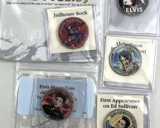 Set of 5 Colorized Elvis Presley Half Dollars