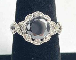 14K White Gold 2.75 Ct Black Diamond Ring
