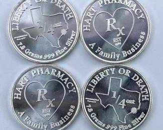 (4) 1/4oz Silver Rounds Texas Liberty or Death
