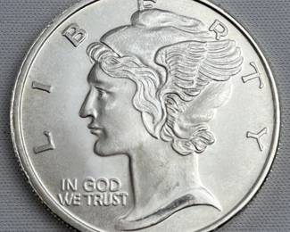 1oz 999 Silver Mercury Style Round