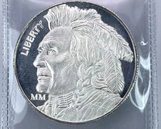 1oz Troy Silver Buffalo/Chief Prooflike Round