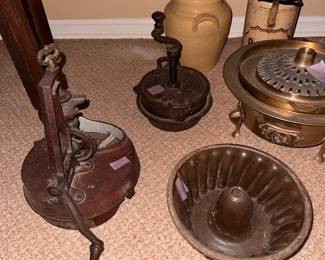 Ceramic Bunt cake mold, German coffee grinder and manual potato shredder